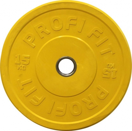 Диск для штанги каучуковый, цветной PROFI-FIT D-51, 15 кг, фото 1