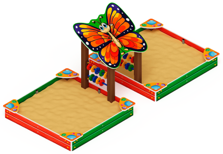 Песочница двойная с навесом Бабочка (Ракушки) - ИО 5.01.07-01, фото 3