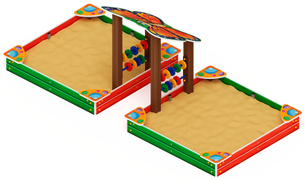 Песочница двойная с навесом Бабочка (Ракушки) - ИО 5.01.07-01, фото 2