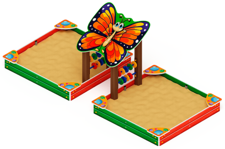 Песочница двойная с навесом Бабочка (Ракушки) - ИО 5.01.07-01, фото 1