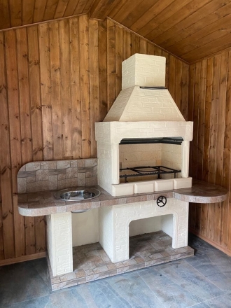 Печь № 14А — Печь барбекю с рабочим столом (фактура под кирпич), фото 4
