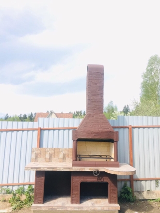 Печь № 14А — Печь барбекю с рабочим столом (фактура под кирпич), фото 3
