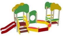 Игровой комплекс СКИ 129 с горкой и песочницей для детской площадки Игровой комплекс СКИ 129 с горкой и песочницей для детской площадки