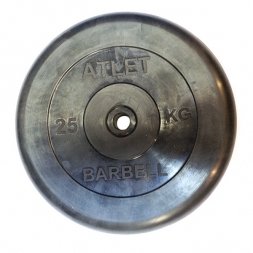 Диск Barbell Atlet обрезиненный черный d-31mm 25кг