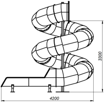 Скат спиральной горки с туннелем из нержавеющей стали Скат спиральной горки с туннелем из нержавеющей стали