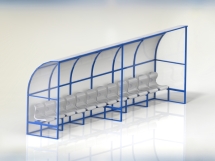 Скамейка для запасных игроков (12 мест, боковины закрыты) СТ-170