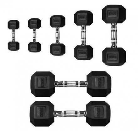 Гантель PERFORM BETTER Rubber Encased Hex Dumbbells 12.5 кг, фото 1