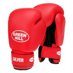 Перчатки боксерские SILVER (к/з красн. 12oz) BGS-2039, фото 1