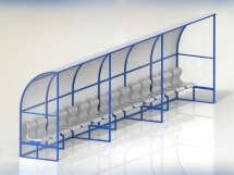 Скамейка для запасных игроков (15 мест, боковины закрыты) СТ-171