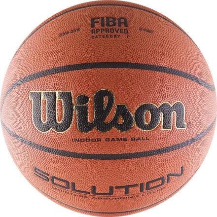 Мяч баскетбольный WILSON Solution, размер 7, FIBA Approved, микрофибра, бутиловая камера, коричневый., фото 1