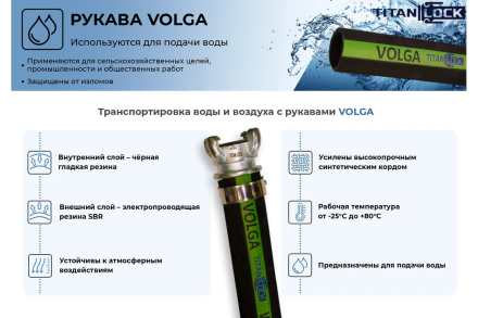 Рукав для воды напорный VOLGA (40 м, 10 бар, внутренний диаметр 100 мм) TITAN LOCK TL100VG_40, фото 2