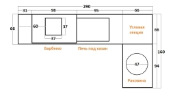 Печь № 19— Угловой комплекс с печью под казан, рабочим столом и мойкой, фото 6