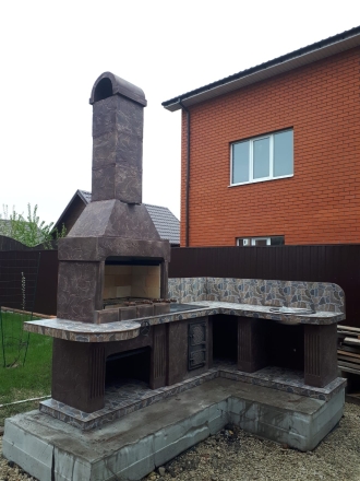 Печь № 19— Угловой комплекс с печью под казан, рабочим столом и мойкой, фото 2