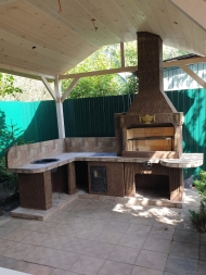 Печь № 19— Угловой комплекс с печью под казан, рабочим столом и мойкой, фото 3