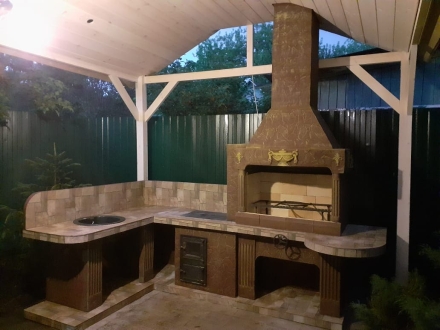 Печь № 19— Угловой комплекс с печью под казан, рабочим столом и мойкой, фото 4