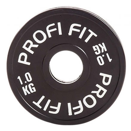 Диск для штанги каучуковый, черный, PROFI-FIT D-51,  1,0 кг, фото 1