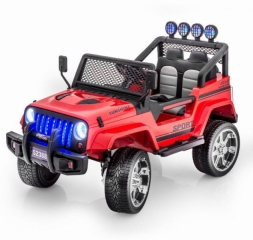 Двухместный полноприводный электромобиль Red Jeep 12V 2.4G - S2388, фото 1