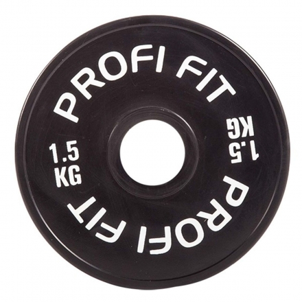 Диск для штанги каучуковый, черный, PROFI-FIT D-51,  1,5 кг, фото 1