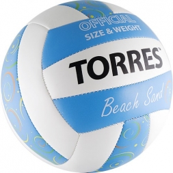 СЦ*Мяч вол. пляжн. &quot;TORRES Beach Sand Blue&quot; арт.V30095B, р.5, синт.кожа (ТПУ),маш.сш,бут.к,бел-голуб, фото 2