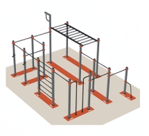 Островной модуль турников с брусьями мобильный W-1.2 Островной модуль турников с брусьями мобильный W-1.2