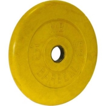 Диск обрезиненный цветной BARBELL 15 кг., d51мм