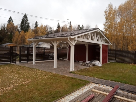 Навес на 2 машины с хозблоком ВЕКШИНО Базовая комплектация, фото 4