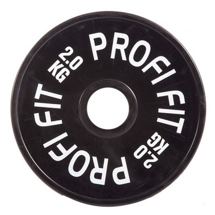 Диск для штанги каучуковый, черный, PROFI-FIT D-51,  2 кг, фото 1