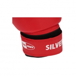 Перчатки боксерские SILVER (к/з красн. 14oz) BGS-2039, фото 4