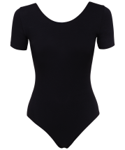 Купальник гимнастический с рукавом 3/4, хлопок, черный, р. 28-34