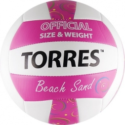 СЦ*Мяч вол. пляжн. &quot;TORRES Beach Sand Pink&quot; арт.V30085B, р.5, синт.кожа (ТПУ),маш.сш,бут.кам,роз, фото 1