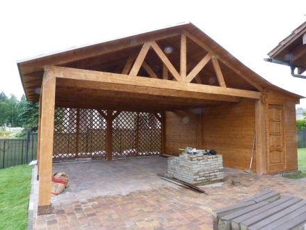 Навес для авто с хозблоком ДОВИЛЬ Несущий каркас, фото 2