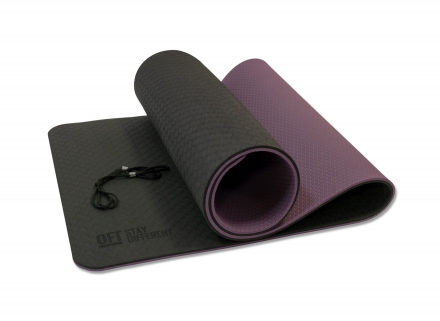 Коврик для йоги 10 мм двухслойный TPE черно-фиолетовый, фото 1