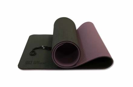 Коврик для йоги 10 мм двухслойный TPE черно-фиолетовый, фото 2