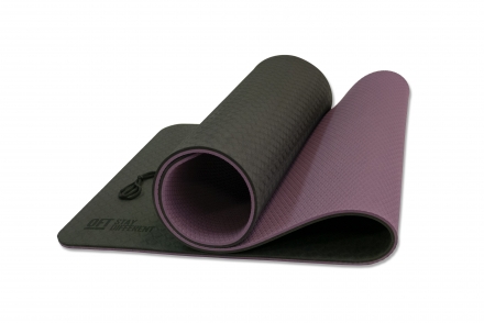 Коврик для йоги 10 мм двухслойный TPE черно-фиолетовый, фото 3