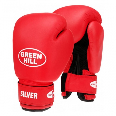 Перчатки боксерские SILVER (к/з красн. 8oz) BGS-2039, фото 1
