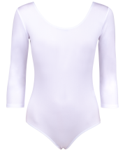 Купальник гимнастический с рукавом 3/4, полиамид, белый, р. 28-34
