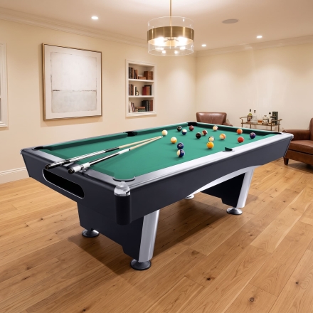 Бильярдный стол для пула Dynamic Billard "Triumph Plus" 8 футов (черный) в комплекте, аксессуары и сукно, фото 2