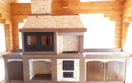 Мангал с казаном, мойкой и шкафом, фото 2