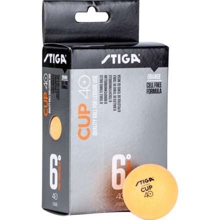 Мяч для наст. тенниса Stiga Cup ABS, арт.1110-2503-06, диам.40+мм, пластик, упак. 6 шт, оранж., фото 1