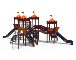 Детский игровой комплекс Империя Замок 4 с лазом, металлический скат Н-1200 и 1500 ДИО 02043, фото 2