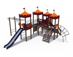 Детский игровой комплекс Империя Замок 4 с лазом, металлический скат Н-1200 и 1500 ДИО 02043, фото 3