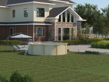 Бассейн диаметром 3,6 м. дерево светлое