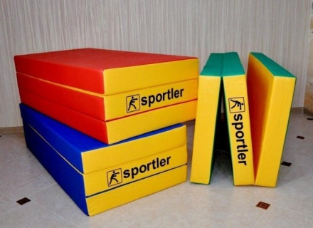 SPORTLER Мат гимнастический складной 150 х 100, толщ. 10+-1 винилискожа (в 3 сложения), фото 1