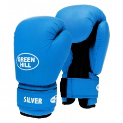 Перчатки боксерские SILVER (к/з синий 8oz) BGS-2039, фото 1