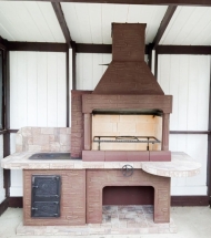 Печь № 20А — Печь Барбекю с большой топкой и печью под казан (фактура под кирпич)