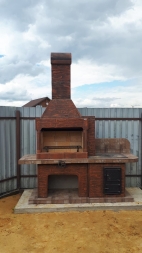 Печь № 20А — Печь Барбекю с большой топкой и печью под казан (фактура под кирпич), фото 7