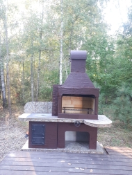 Печь № 20А — Печь Барбекю с большой топкой и печью под казан (фактура под кирпич), фото 3