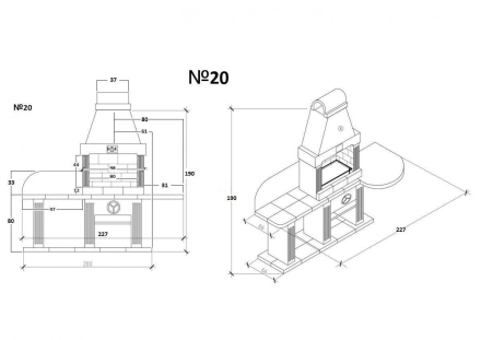 Печь № 20А — Печь Барбекю с большой топкой и печью под казан (фактура под кирпич), фото 8