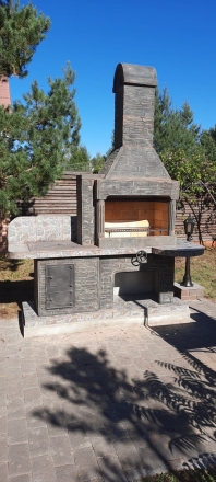 Печь № 20А — Печь Барбекю с большой топкой и печью под казан (фактура под кирпич), фото 5