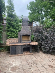 Печь № 20А — Печь Барбекю с большой топкой и печью под казан (фактура под кирпич), фото 2